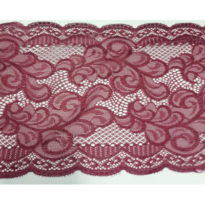 Кружево эластичное 18см (50м) ,бордовое , Рул